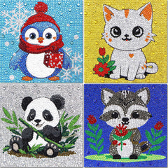 Libfx Penguin Panda Diamond Art Kit cover with sparkling gems for beginners