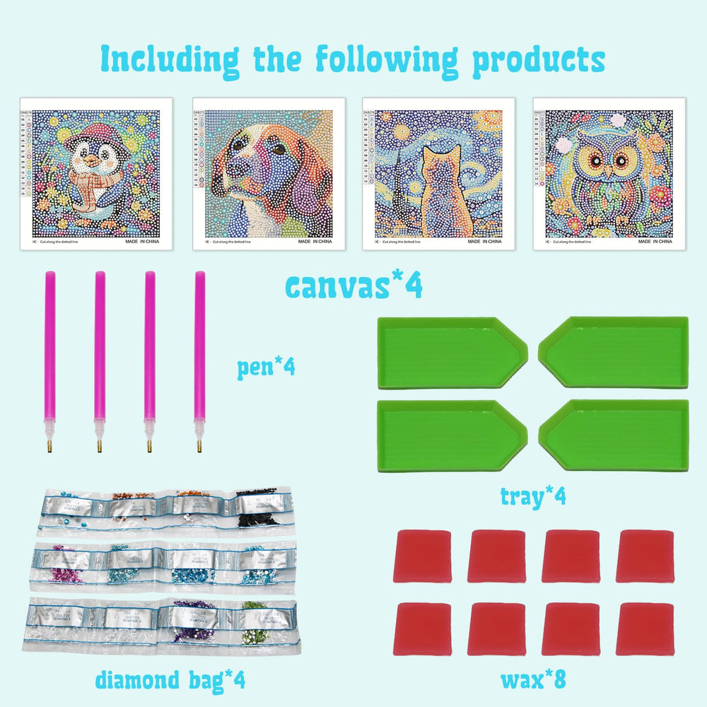 Libfx Diamond Art Kits penguin portrait glitters for calm, imaginative sessions
