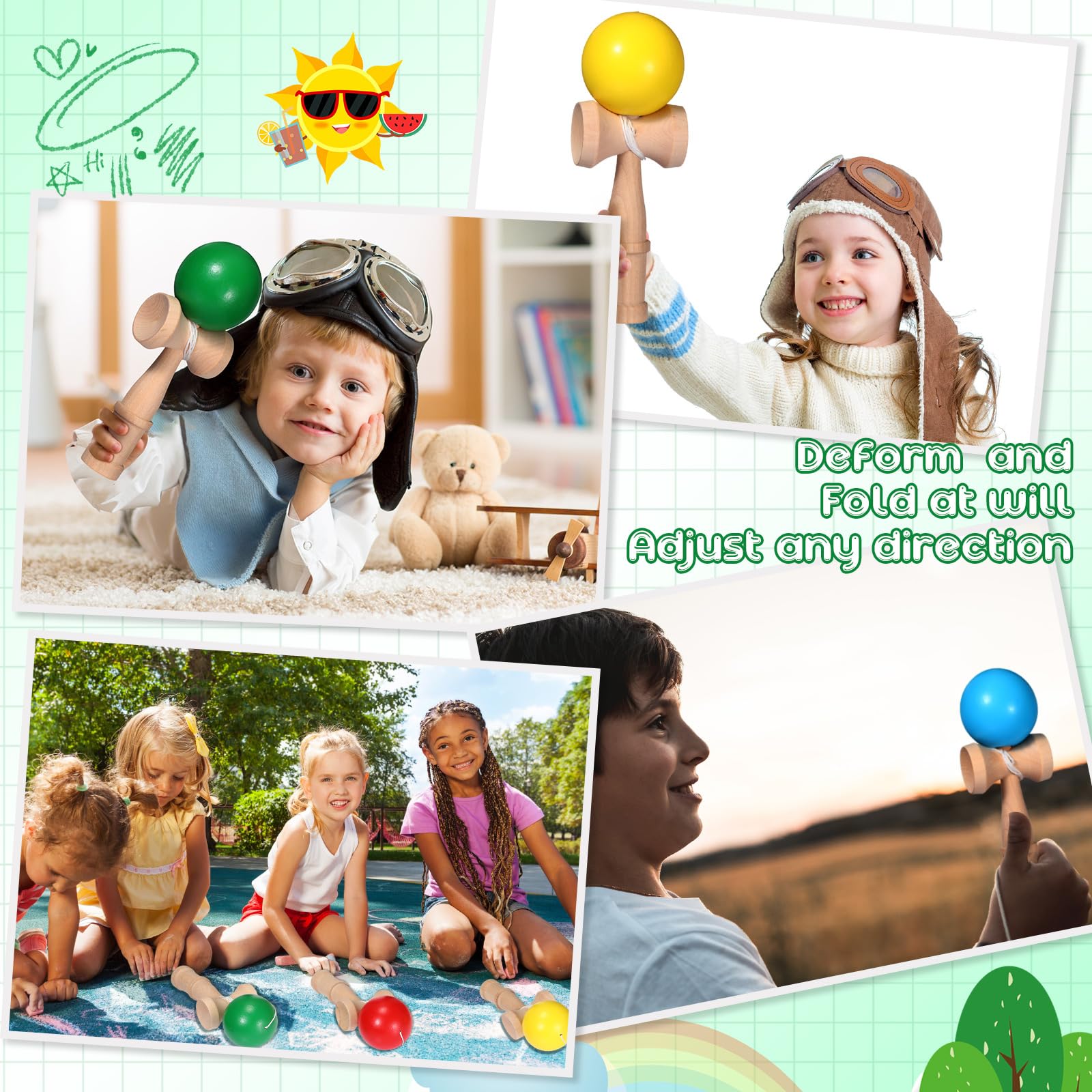 Libima wood kendama green cup supports skill development and fun