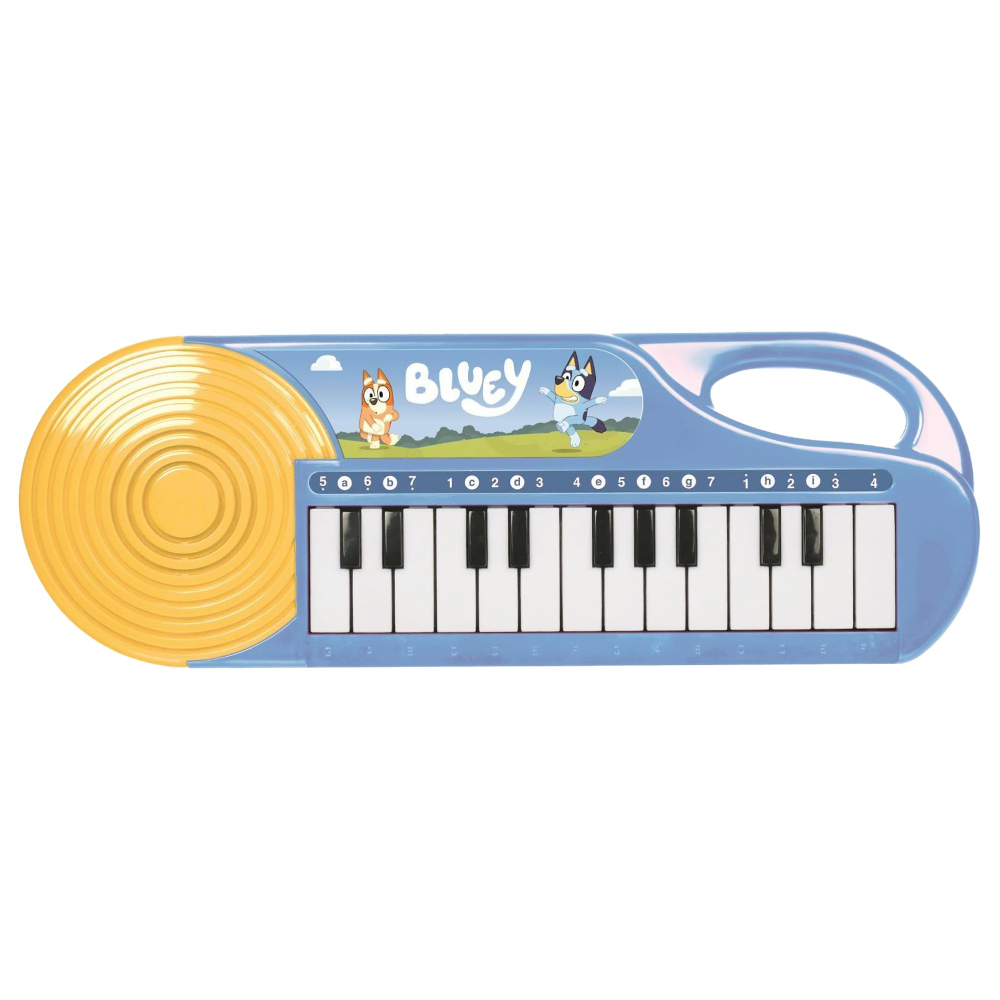 License 2 Play Bluey 23-note keyboard keys close-up for playful practice.