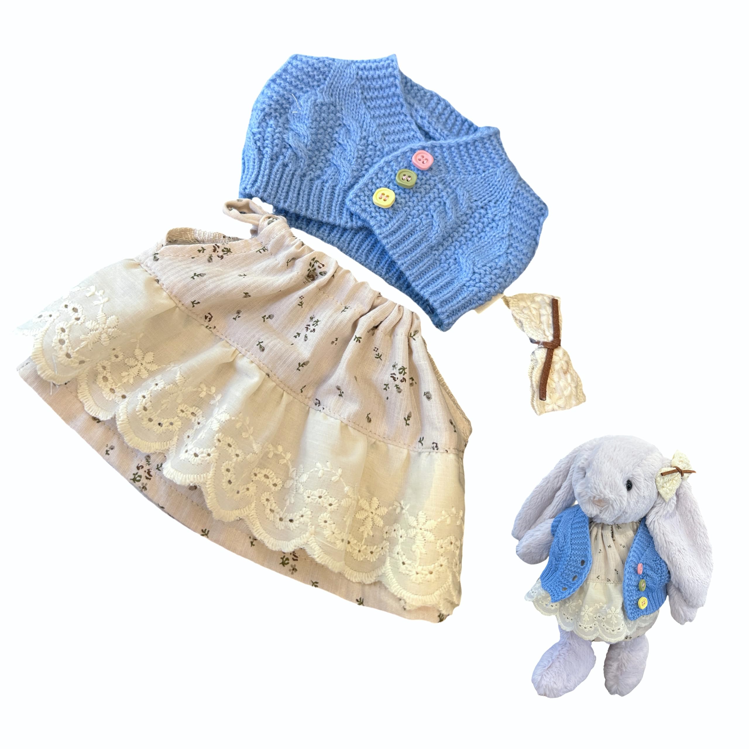 LICHADUOLE Bashful 3-piece dress set on a 30cm plush bear for easy styling