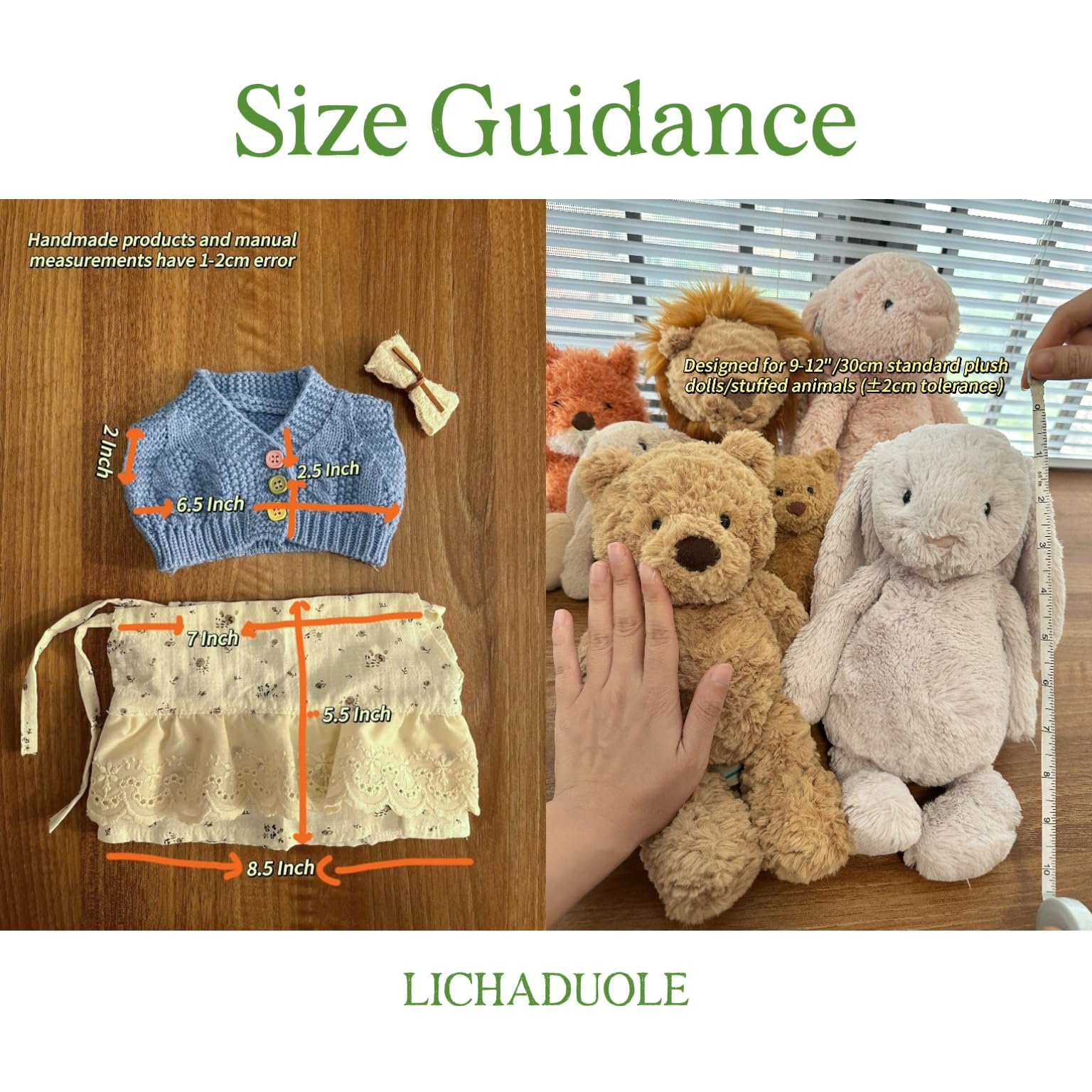 LICHADUOLE plush sweater on 30cm bear for a cozy look