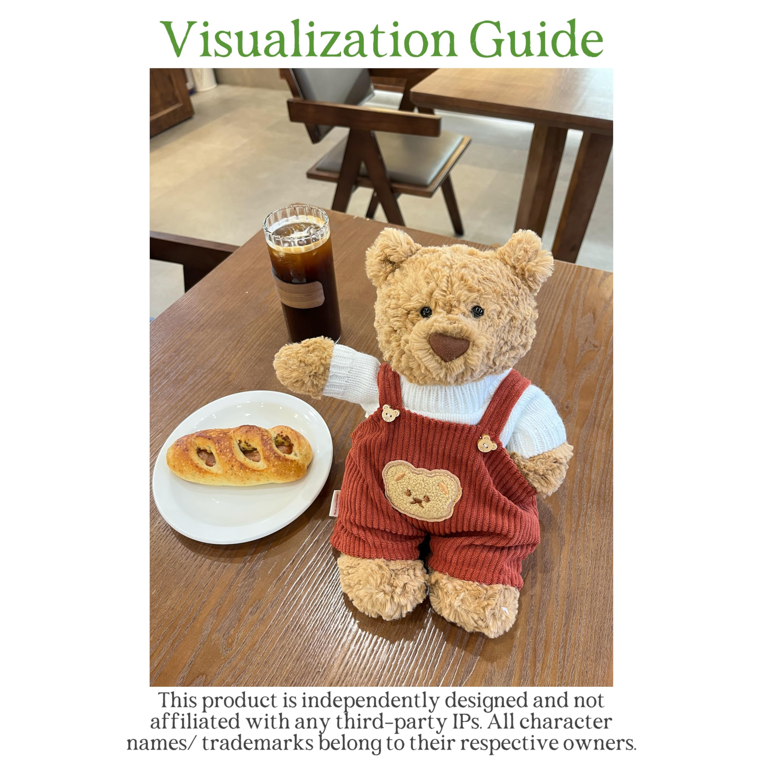 LICHADUOLE khaki corduroy overalls on plush bear for versatile wardrobe options.