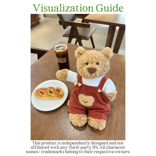 LICHADUOLE khaki corduroy overalls on plush bear for versatile wardrobe options.