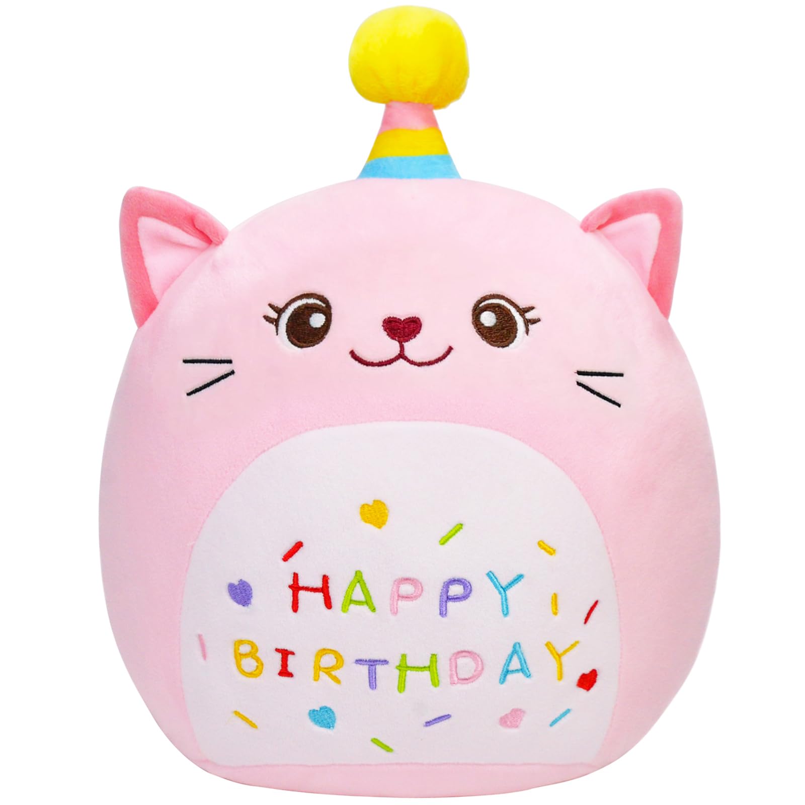 LICSOR Cat Plush Toy 12-inch pink cuddly companion for hugs and decor.