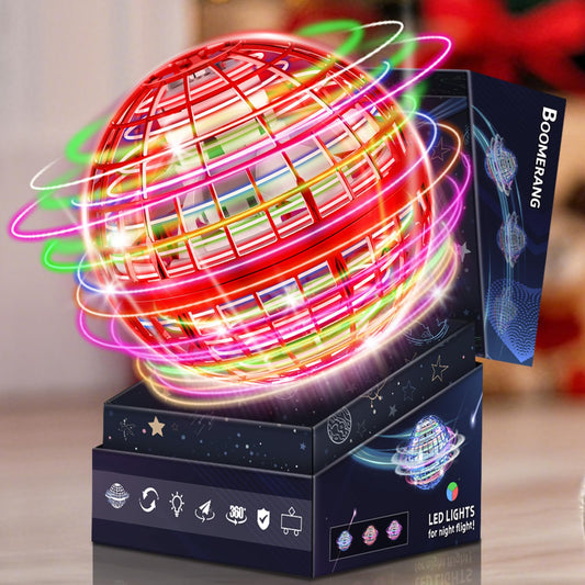 Lidatb Flying Orb Ball Galaxy Red glows with RGB light for engaging night play.