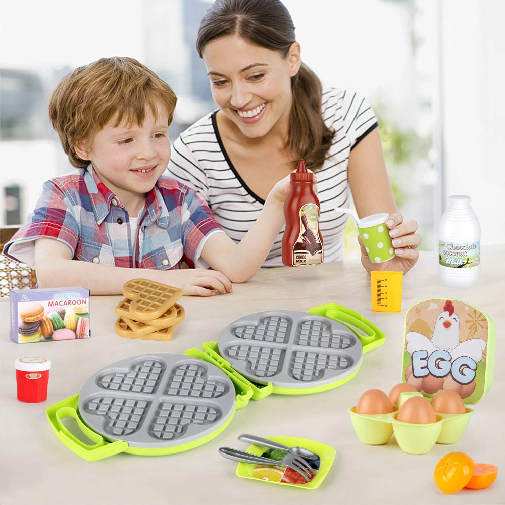LiDi RC imaginative play scenario with waffles promotes creative kitchen storytelling.