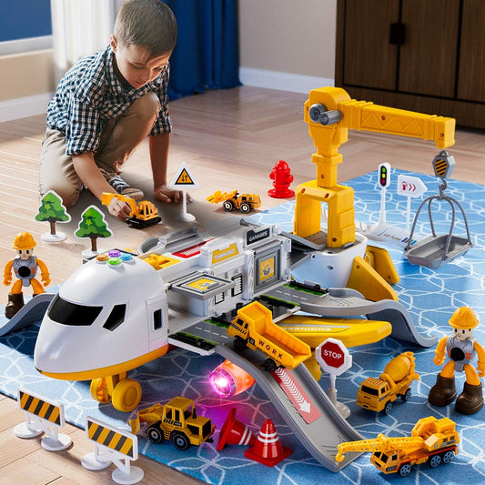LiDi RC transport airplane toy set with open cabin for imaginative airport play