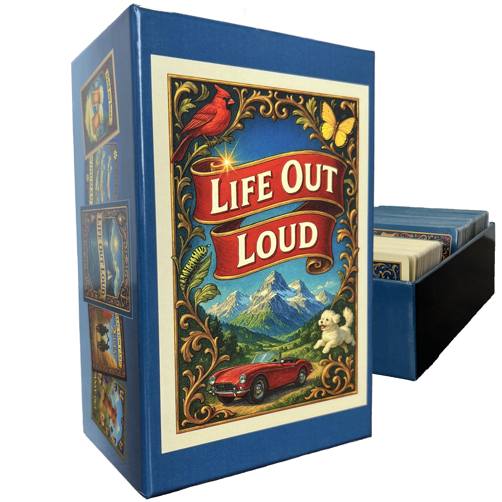 Life Out Loud card pile ready for quick-start setup and group fun.