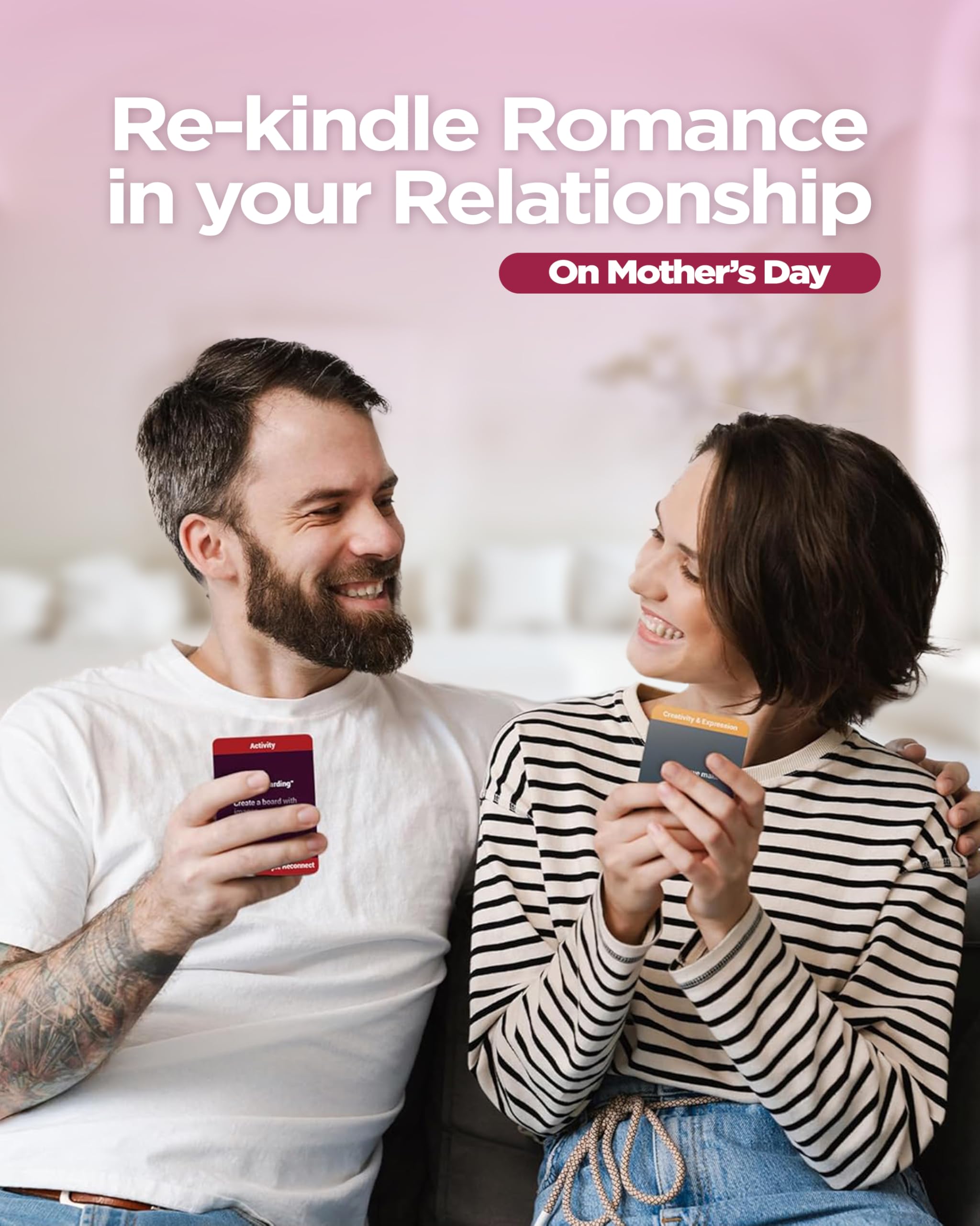 Life Sutra Couples Card Game cards spread inspires intimate dialogue during date night.