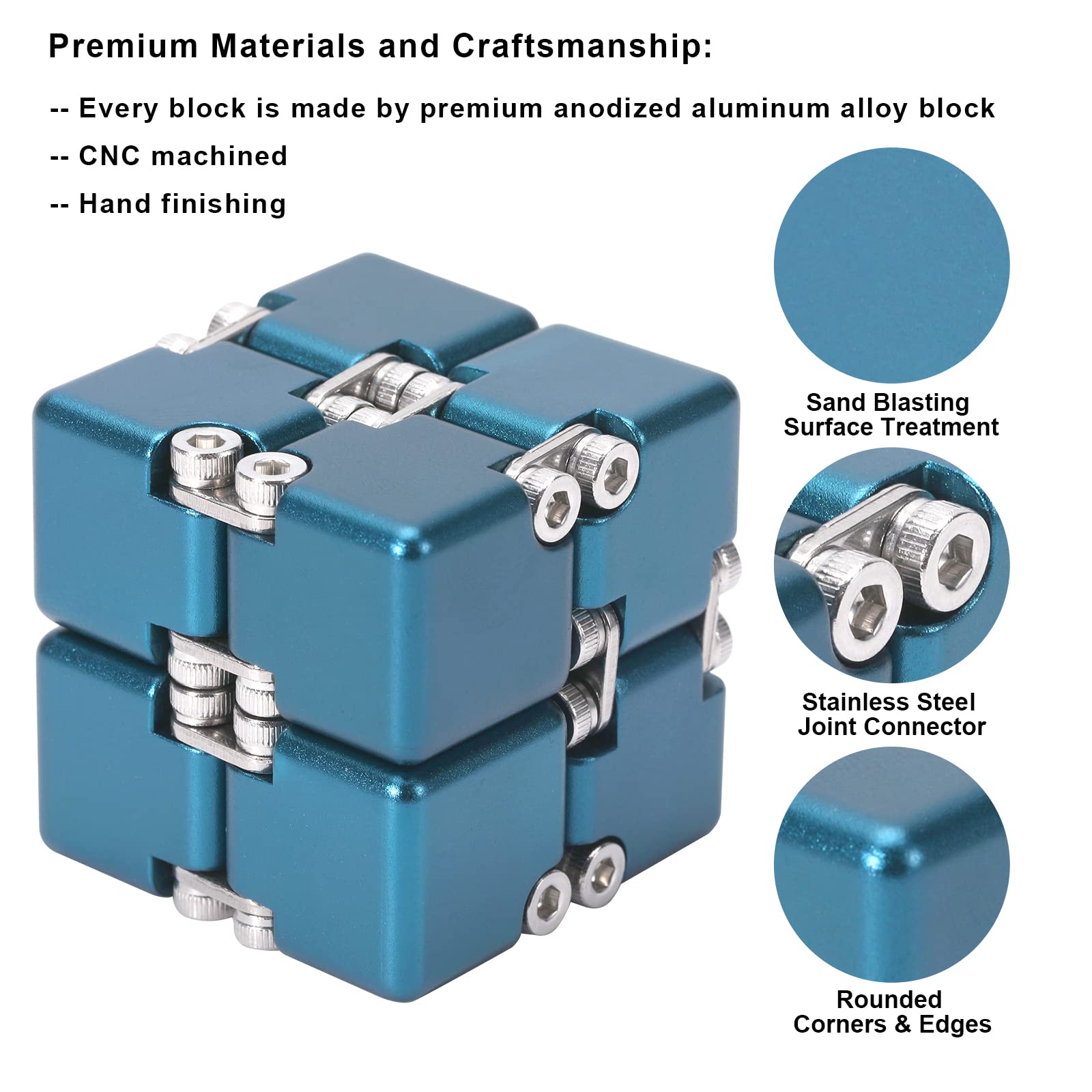 Lifidea infinity cube blue side view highlighting compact pocket friendly design for on the go focus