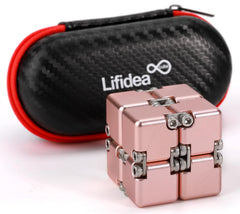 Lifidea Infinity Cube Pink close-up highlighting metal texture for tactile fidgeting.