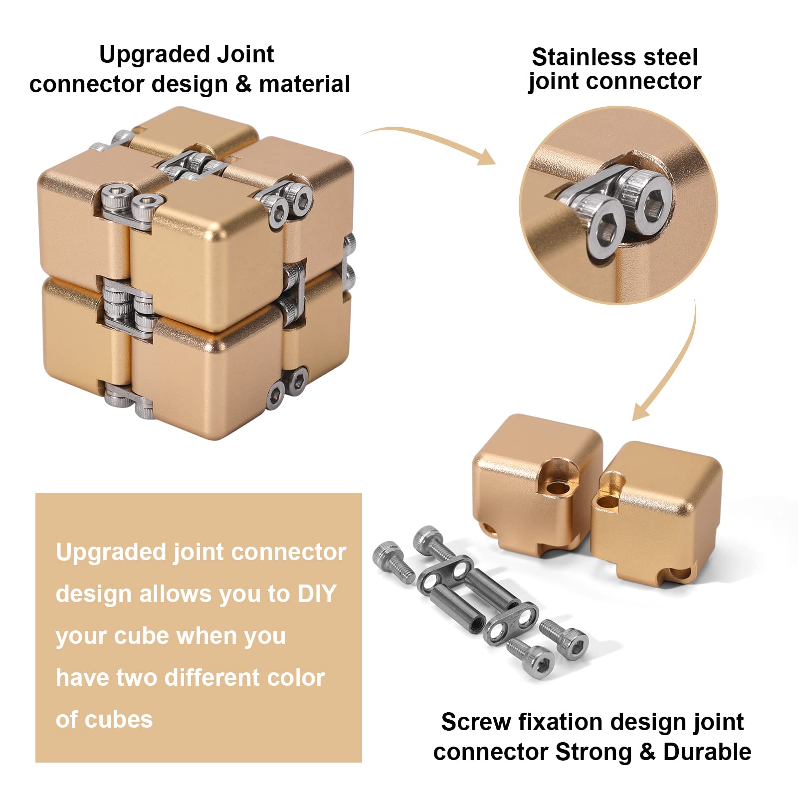Lifidea Infinity Cube pocket size: portable desk toy to ease breaks and boost mood.
