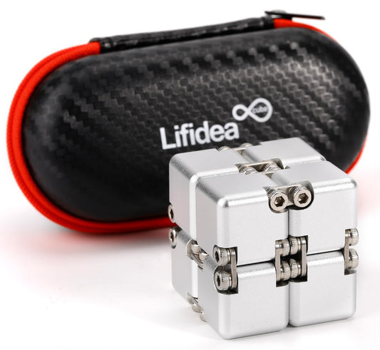 Lifidea Infinity Cube Silver front view shows a durable, tactile tool for focus