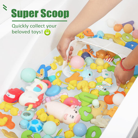 Ligereza Quick Scoop large opening offers quick toy access after bath time.