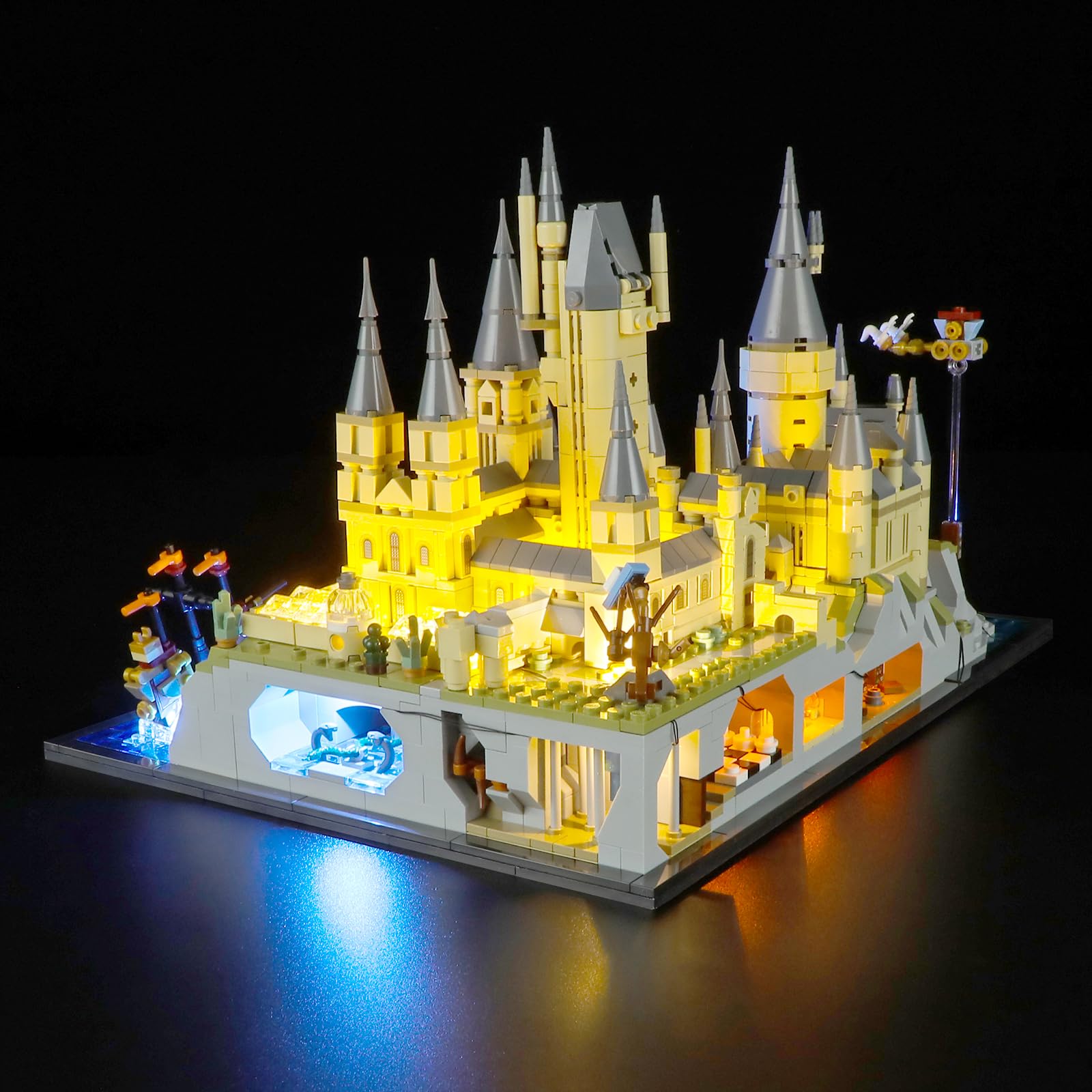 Lightailing careful installation of LED lights on LEGO model