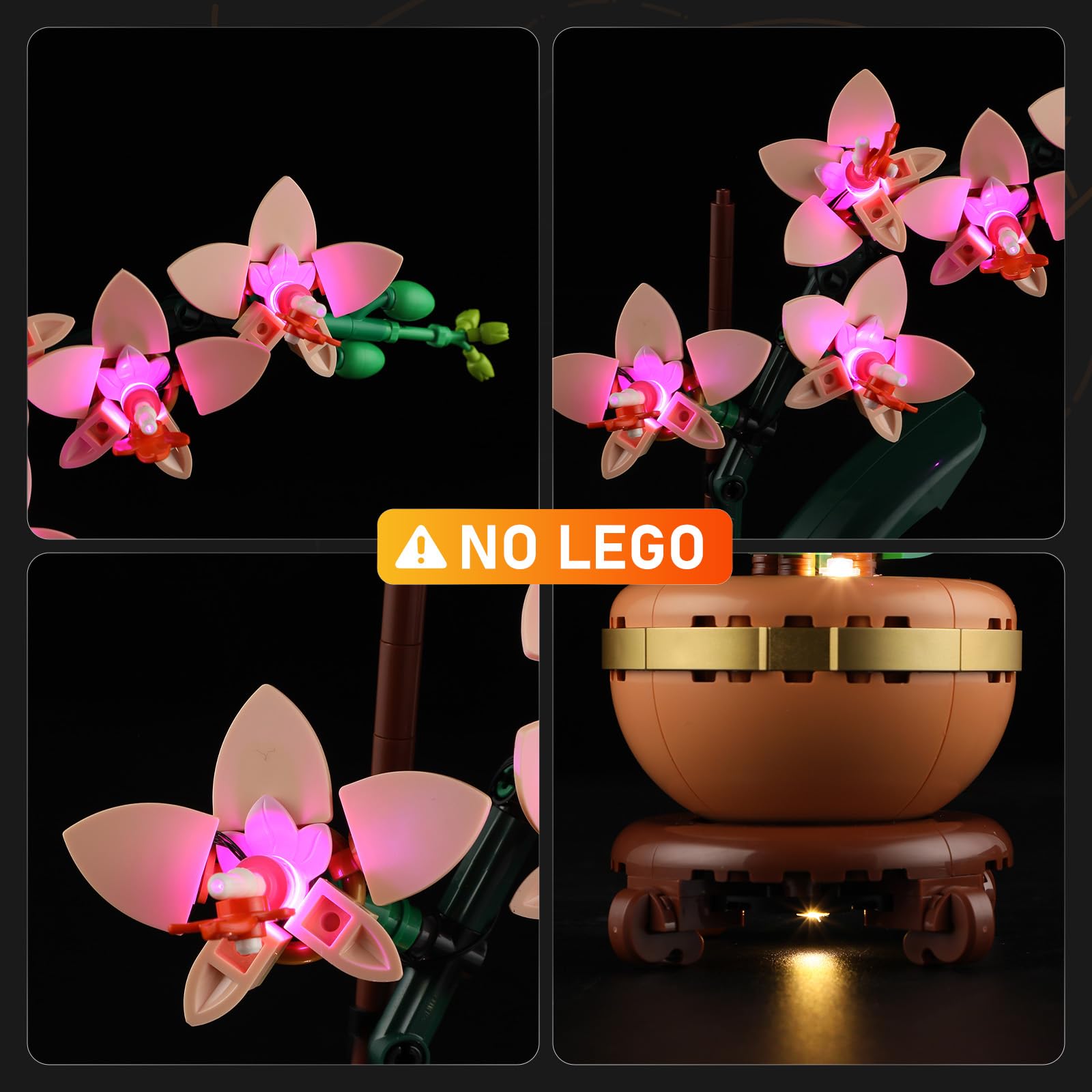 LIGHTAILING Lego 10343 Mini Orchid LED kit includes clear installation guides.