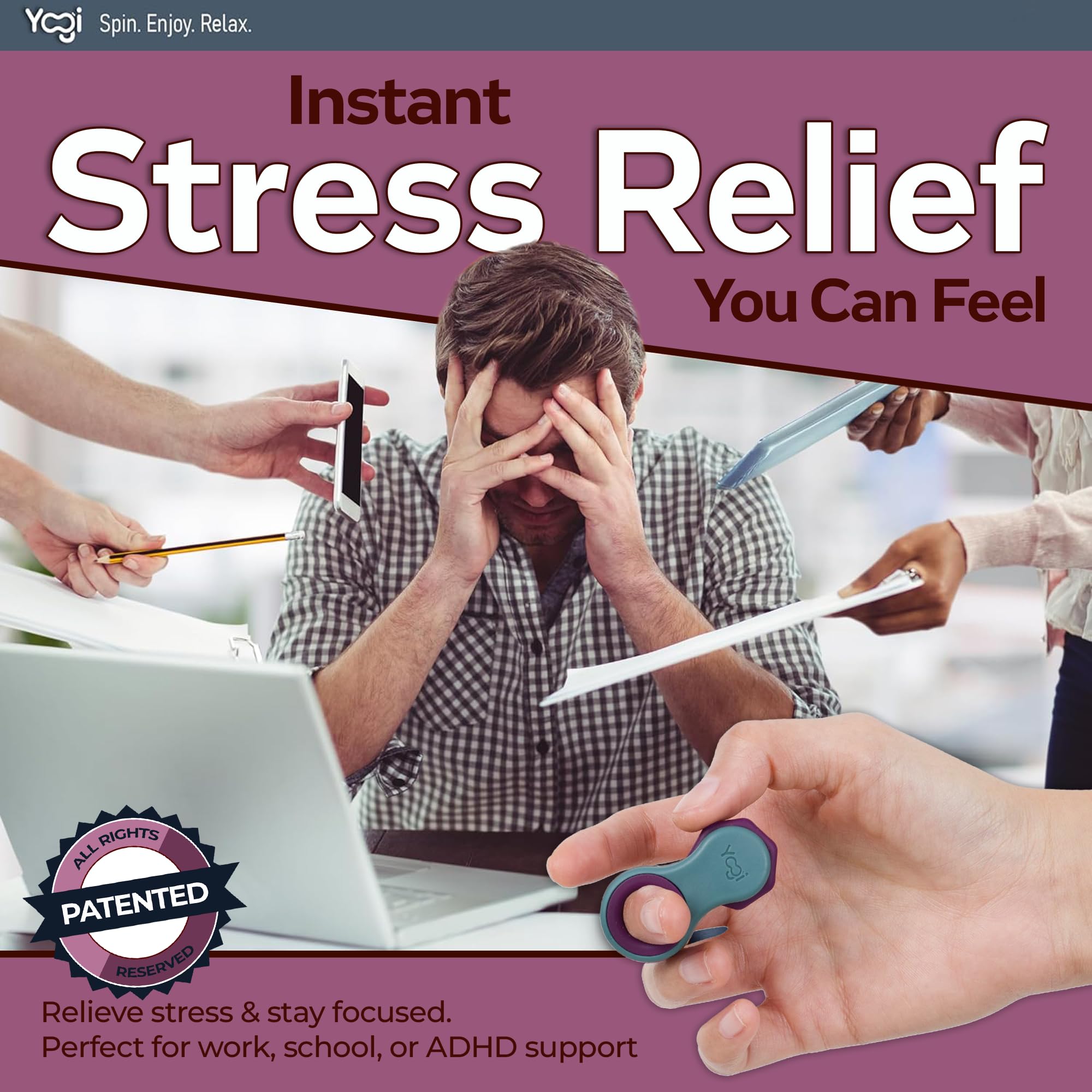 LIGHTBULB IDEAS Yogi Fidget Toy ideal for work or school, helping maintain calm.