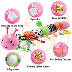 LIGHTDESIRE caterpillar crinkle paper texture enhances tactile stimulation during play.