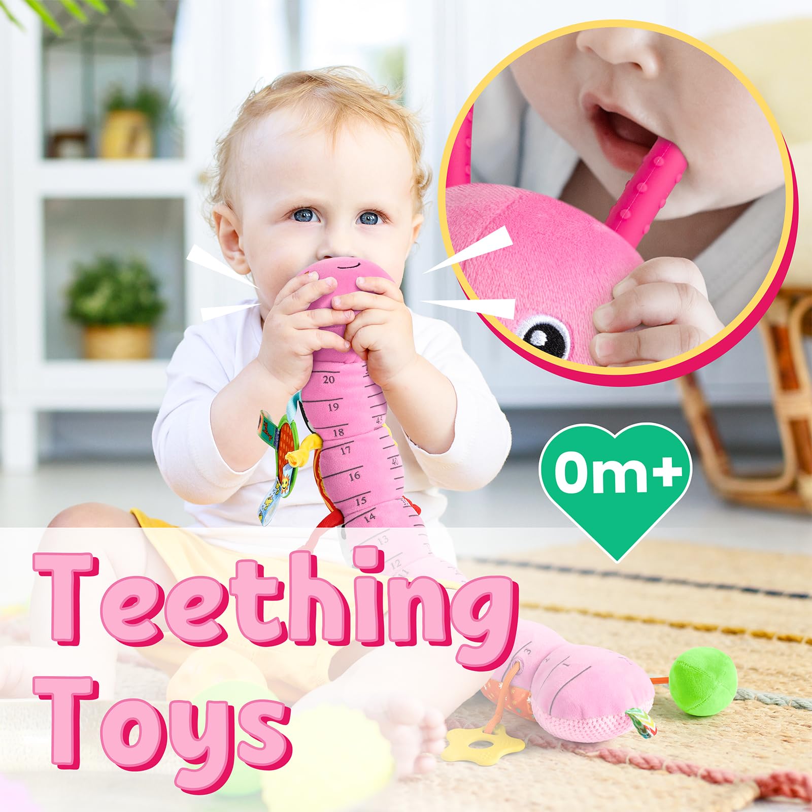 LIGHTDESIRE tummy ruler on caterpillar supports growth tracking during tummy time.