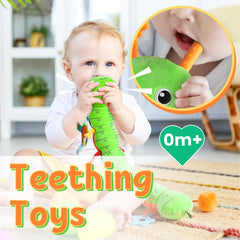 LIGHTDESIRE two-antennae teether on caterpillar supports soothing teething comfort
