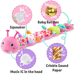 LightDESIRE soft plush caterpillar, safe BPA-free material for cozy cuddles.