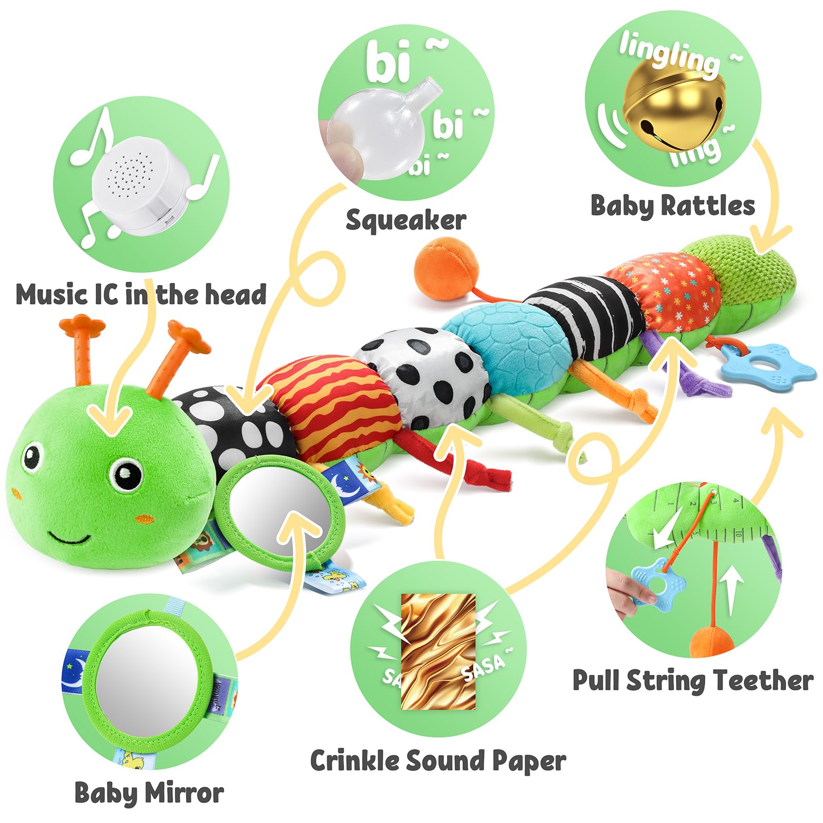 LIGHTDESIRE caterpillar mirror-neck invites visual tracking and self-recognition