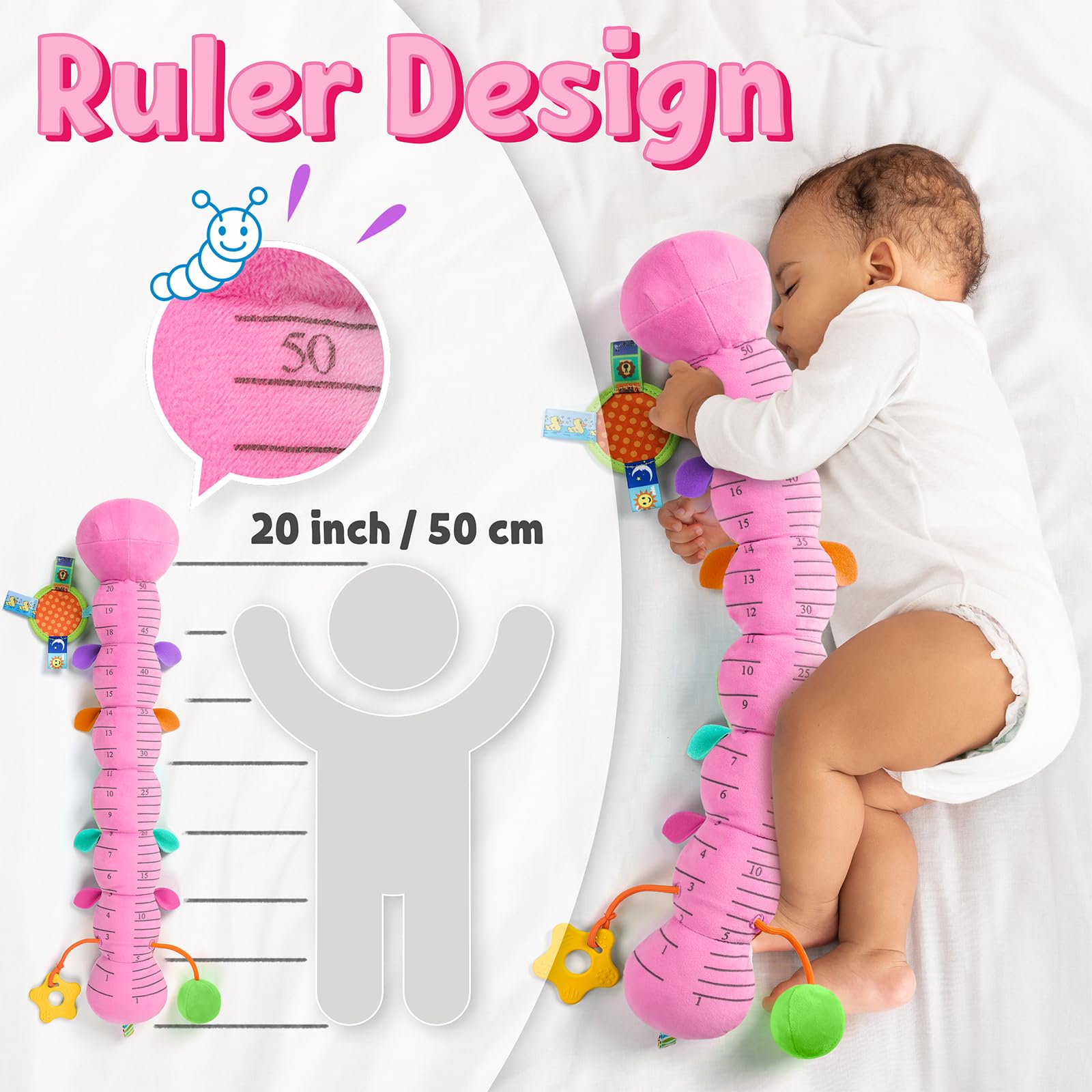 LIGHTDESIRE Caterpillar pull string and rattle encourage reach and grasp.