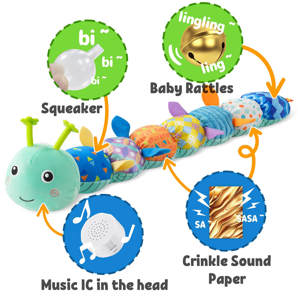 LIGHTDESIRE caterpillar rattle and bell stimulate auditory development.