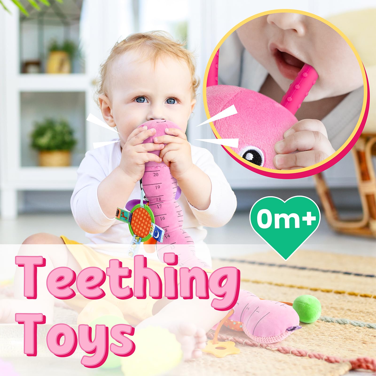 LIGHTDESIRE Caterpillar 20-inch tummy-time ruler helps track growth milestones.