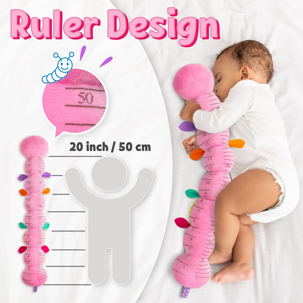 LightDESIRE caterpillar tummy time toy with a 20-inch growth ruler.