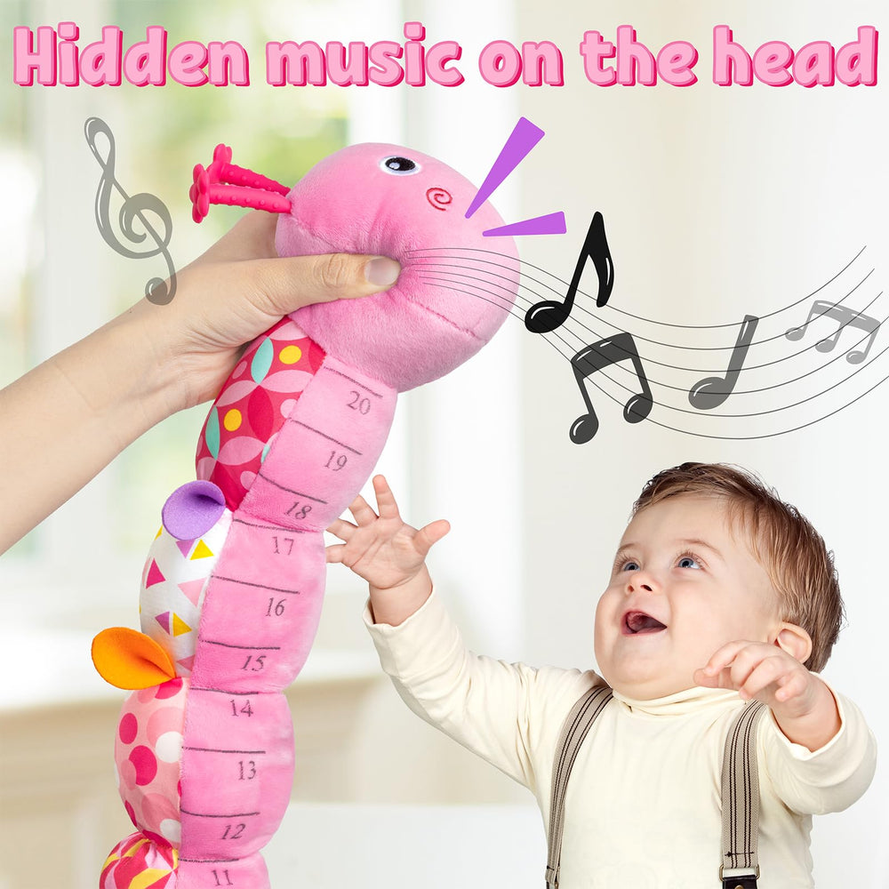 LightDESIRE infant stuffed caterpillar crinkle textures for sensory exploration.
