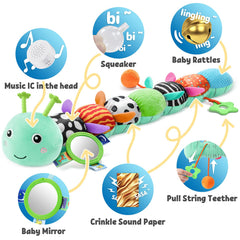 LIGHTDESIRE Musical Caterpillar mirror at the neck supports early visual tracking and self-discovery.
