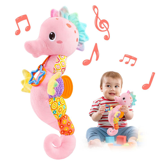 LIGHTDESIRE musical seahorse pink head promotes calm play and grip.
