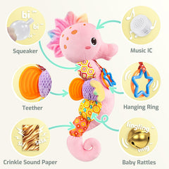 LIGHTDESIRE musical seahorse rattle beads encourage fine motor play.