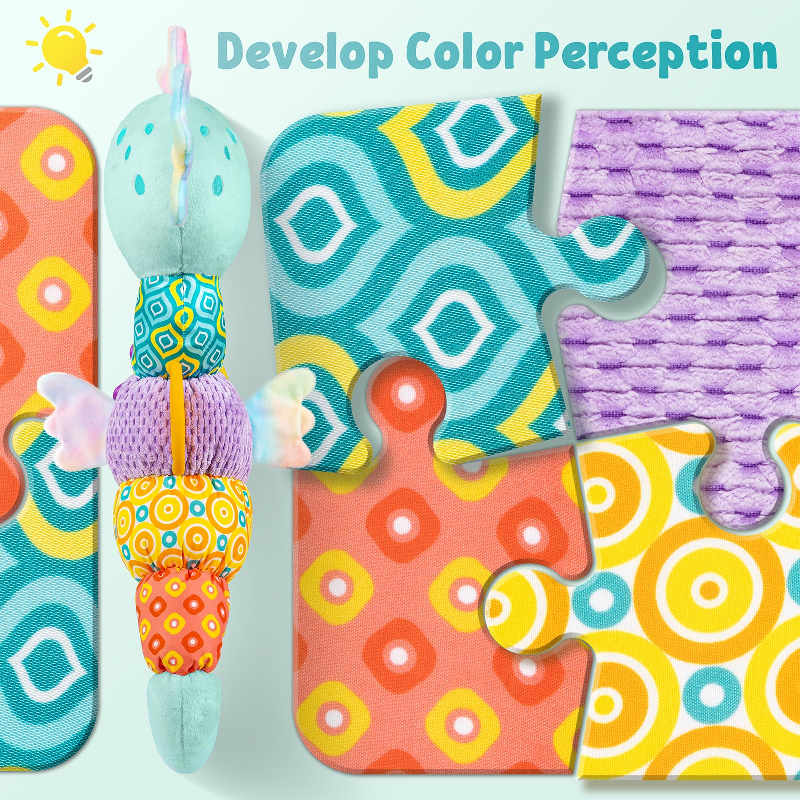 LIGHTDESIRE plush seahorse offers soft touch safety for babies