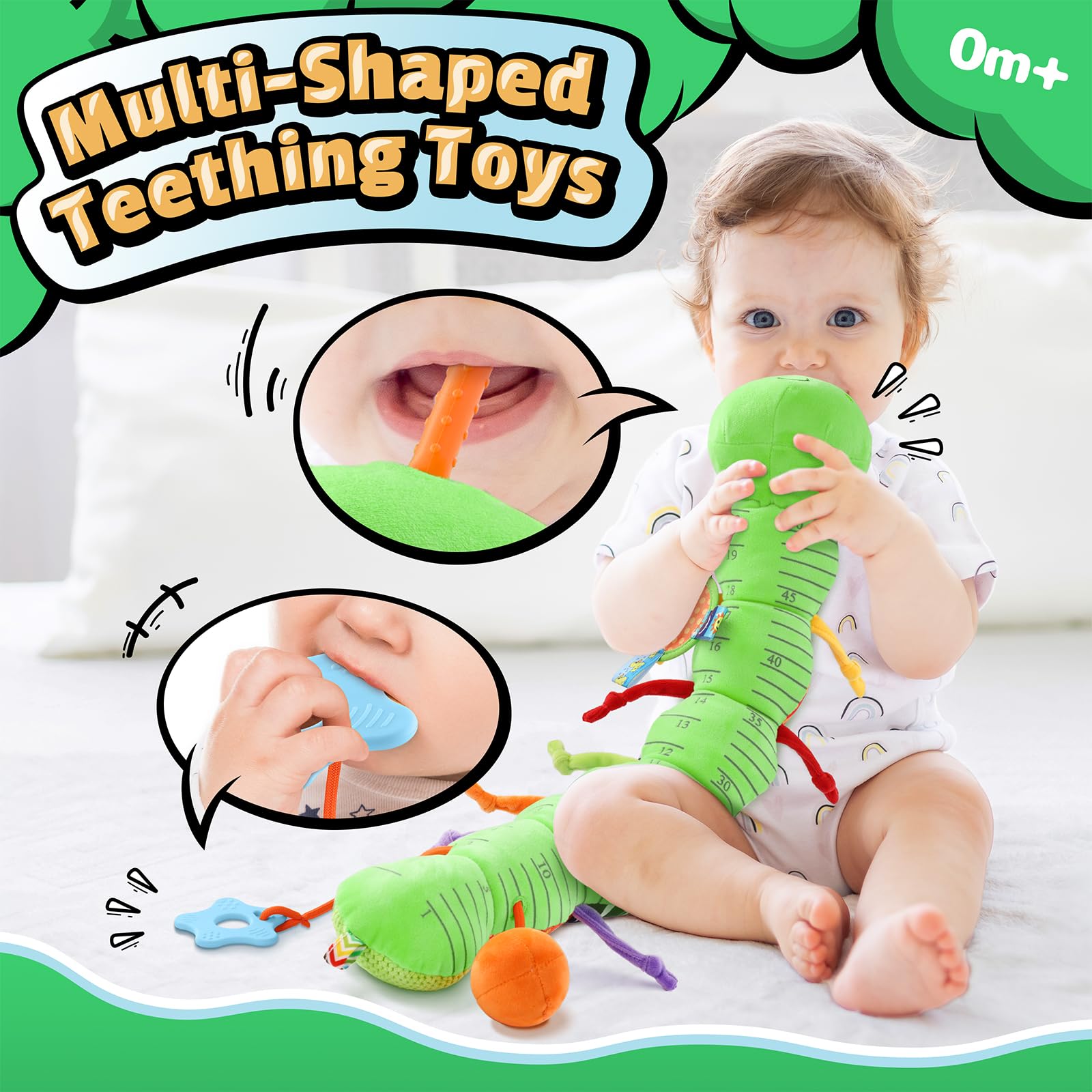 LIGHTDESIRE soft plush teething toy providing gentle relief for teething babies.