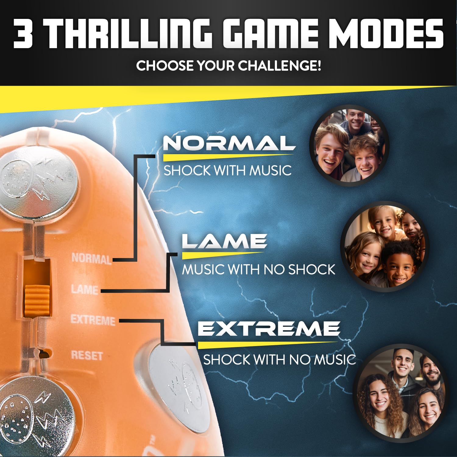 Lightning Reaction Shocktato music mode focuses on suspenseful pauses and laughs.