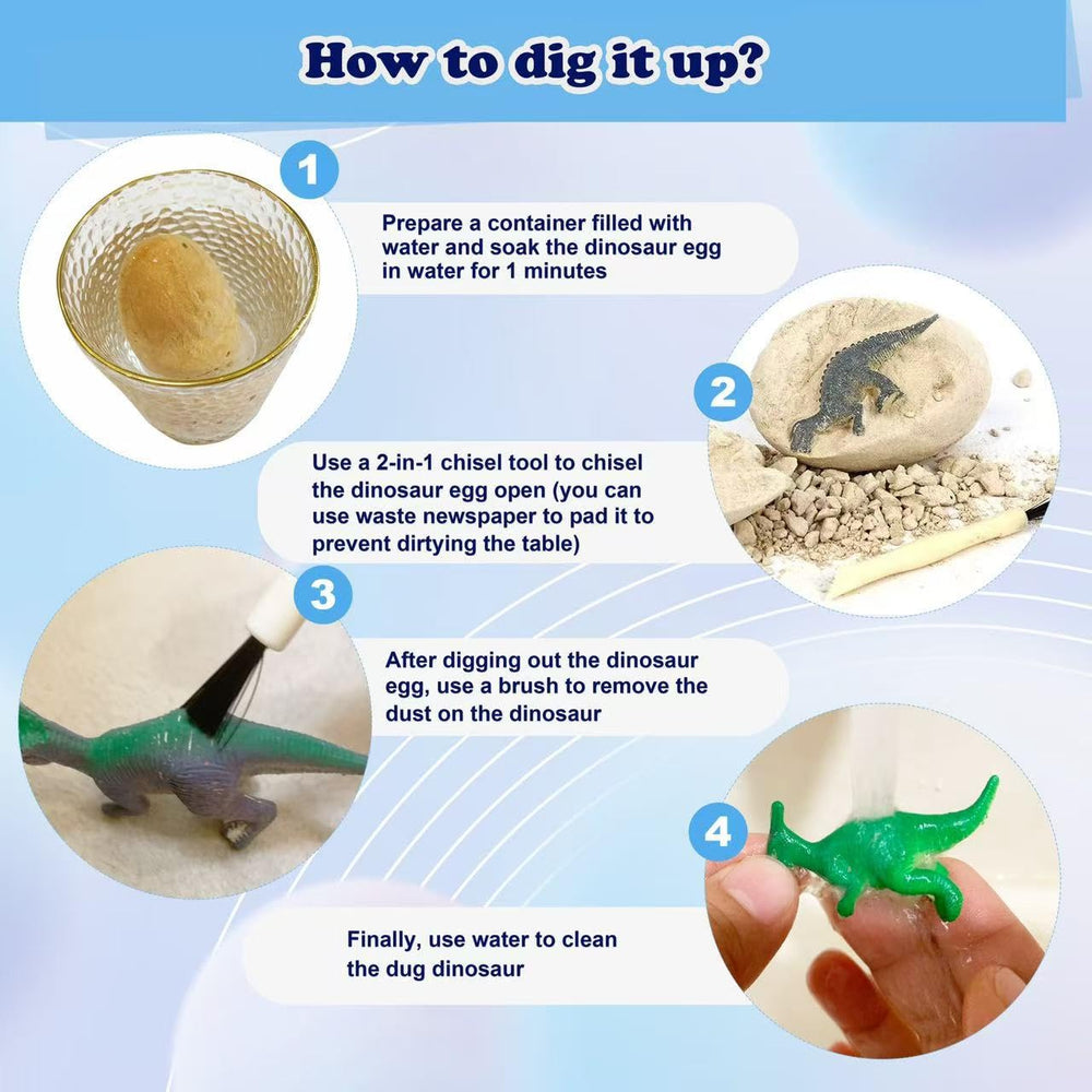LIHBCAIYI Dino Eggs Dig Kit tools for precise excavation during play.