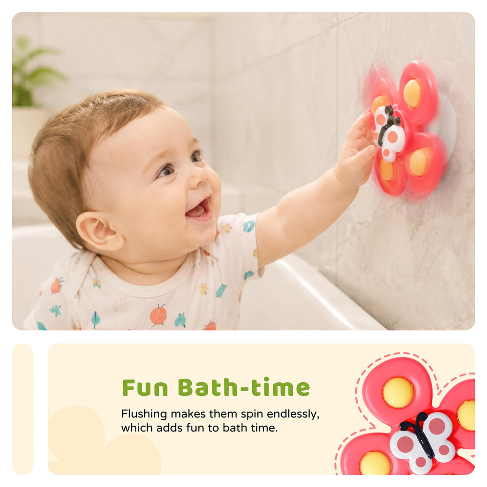 LiKee suction cup attached to bathtub demonstrating secure hold and hands-free play