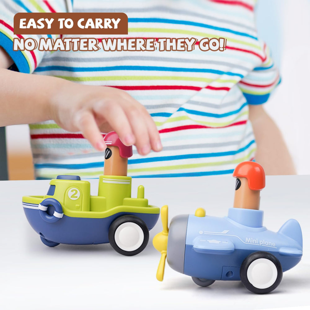 LiKee toy car side view emphasizing push-and-go action