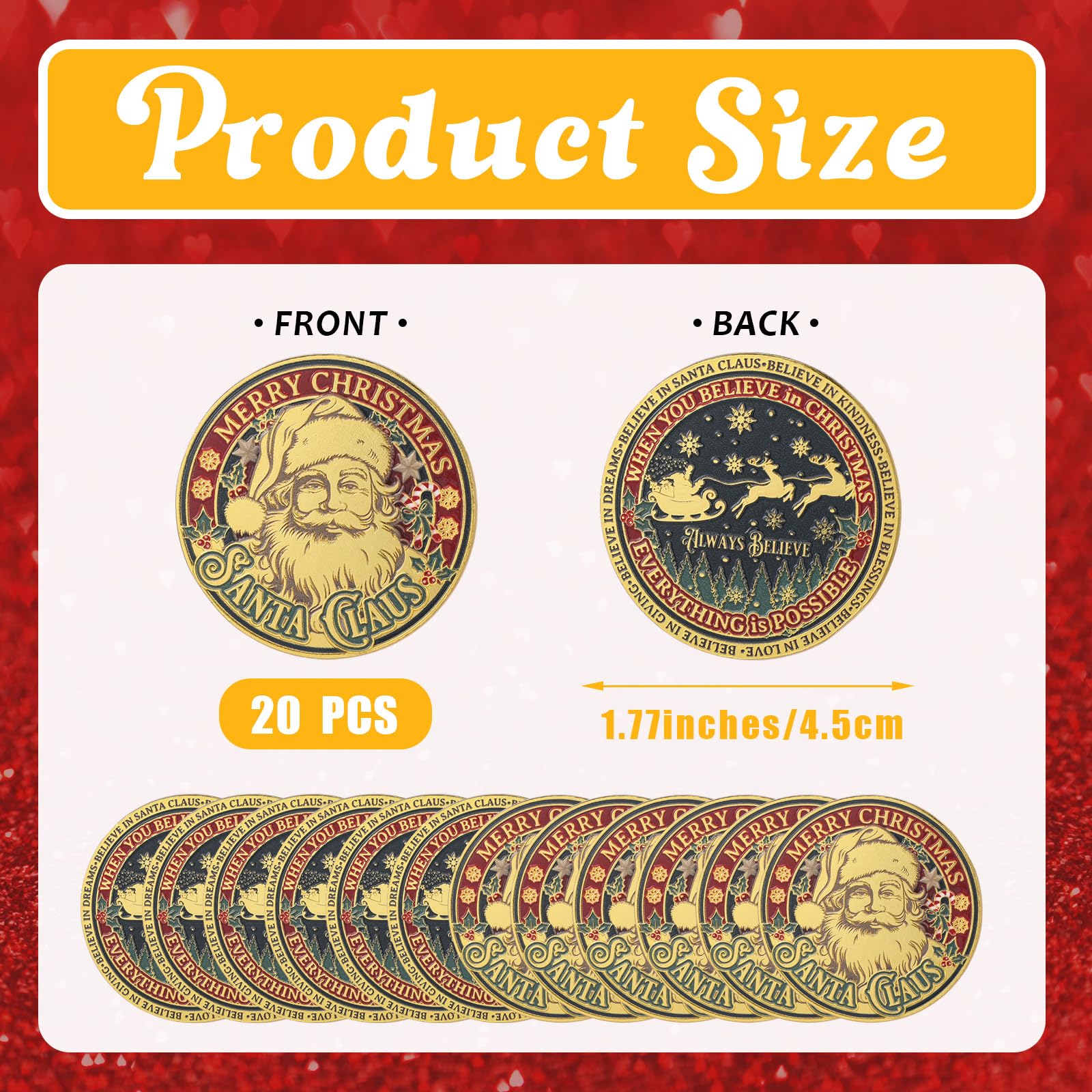Liliaafar Santa coin back highlights holly and snowflakes for seasonal decor.