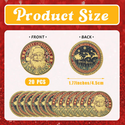 Liliaafar Santa coin back highlights holly and snowflakes for seasonal decor.