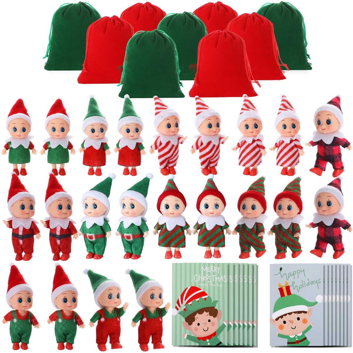 Liliful 66-piece operation Christmas dolls set with tiny outfits for festive play