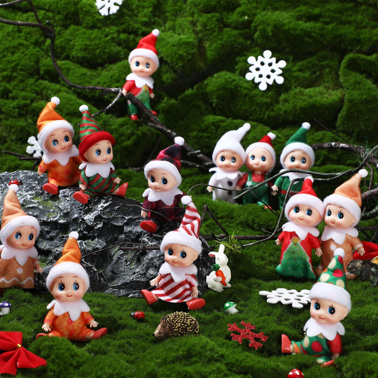 Liliful collectible elf figures suitable for shelves, trees, or displays.