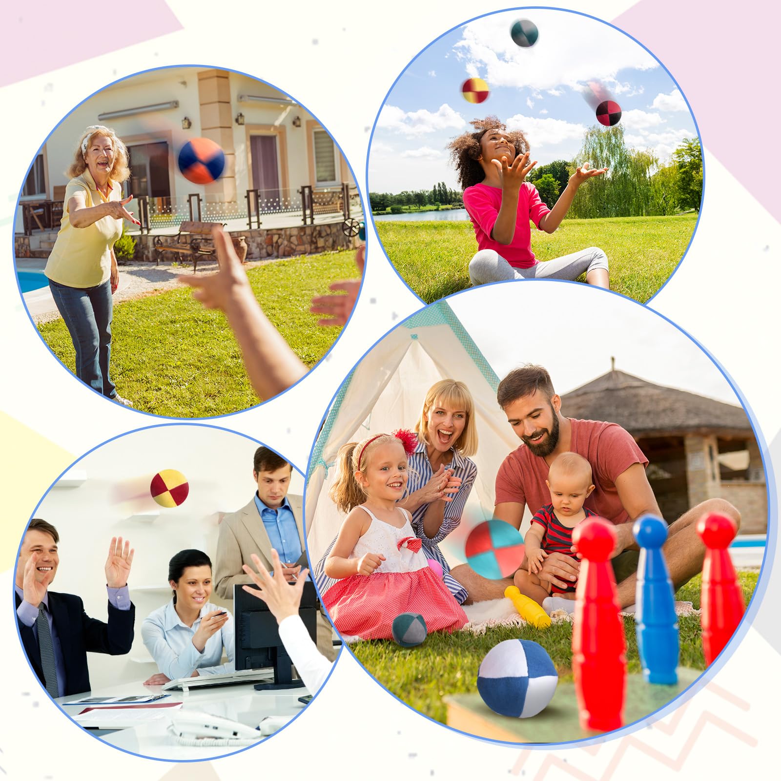 Liliful gift-ready footbags shown as party favors and prizes