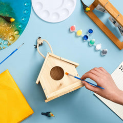Liliful kids painting birdhouse craft promotes imagination and fine motor skills