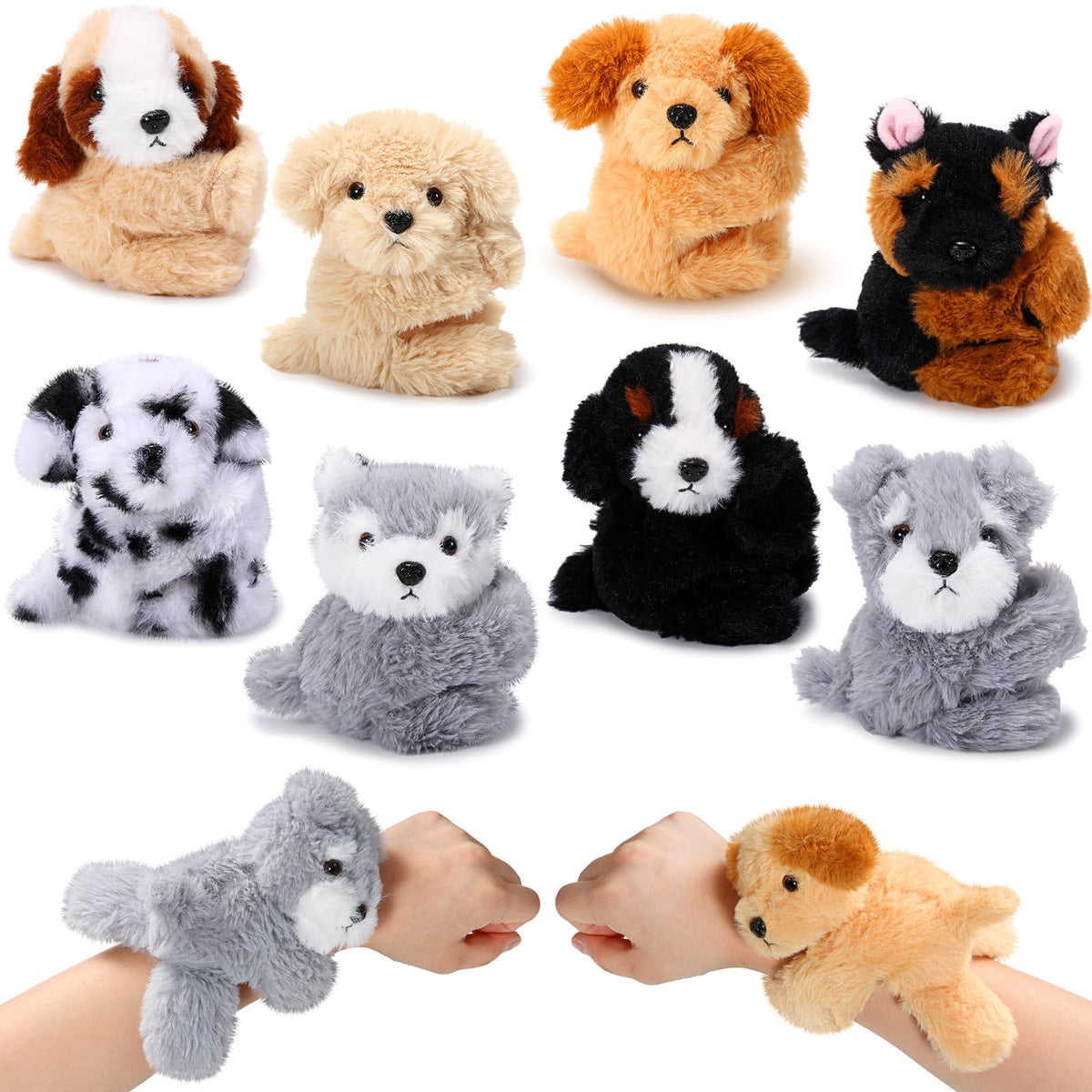 Liliful plush slap bracelets with dogs, cute and comfortable for kids.