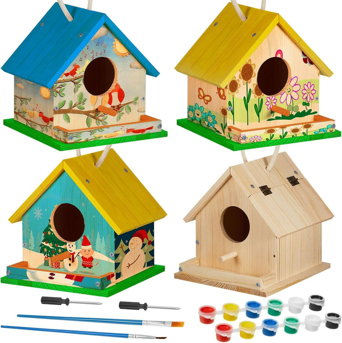 Liliful two-sets wooden DIY birdhouse kit ready for easy assembly and outdoor fun