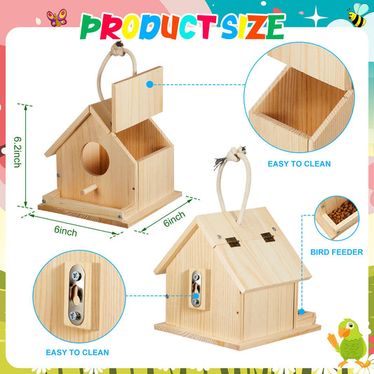 Liliful wooden birdhouse kit with paints and brushes for creative decorating